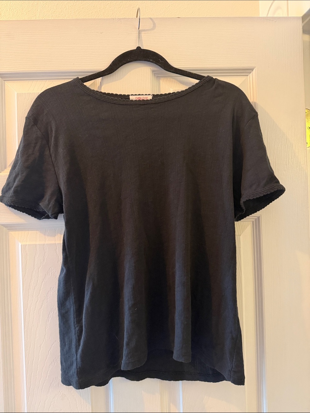 Goldie Classic Black Crewneck Ribbed Tee